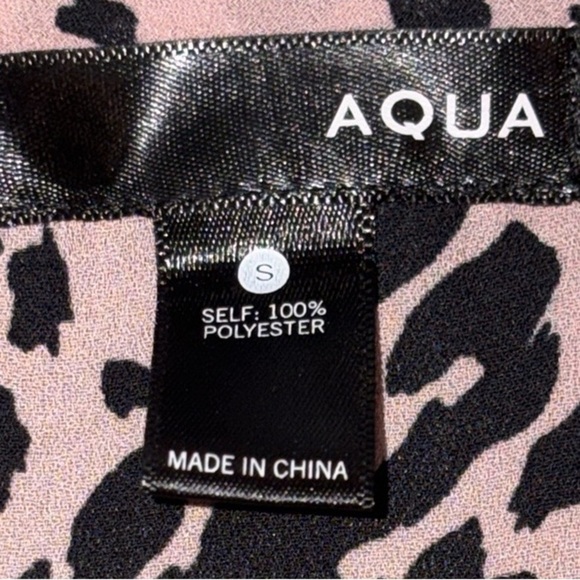Aqua Animal Print Flutter Sleeve Peplum Blouse Size Small Pink/Black - Picture 10 of 14